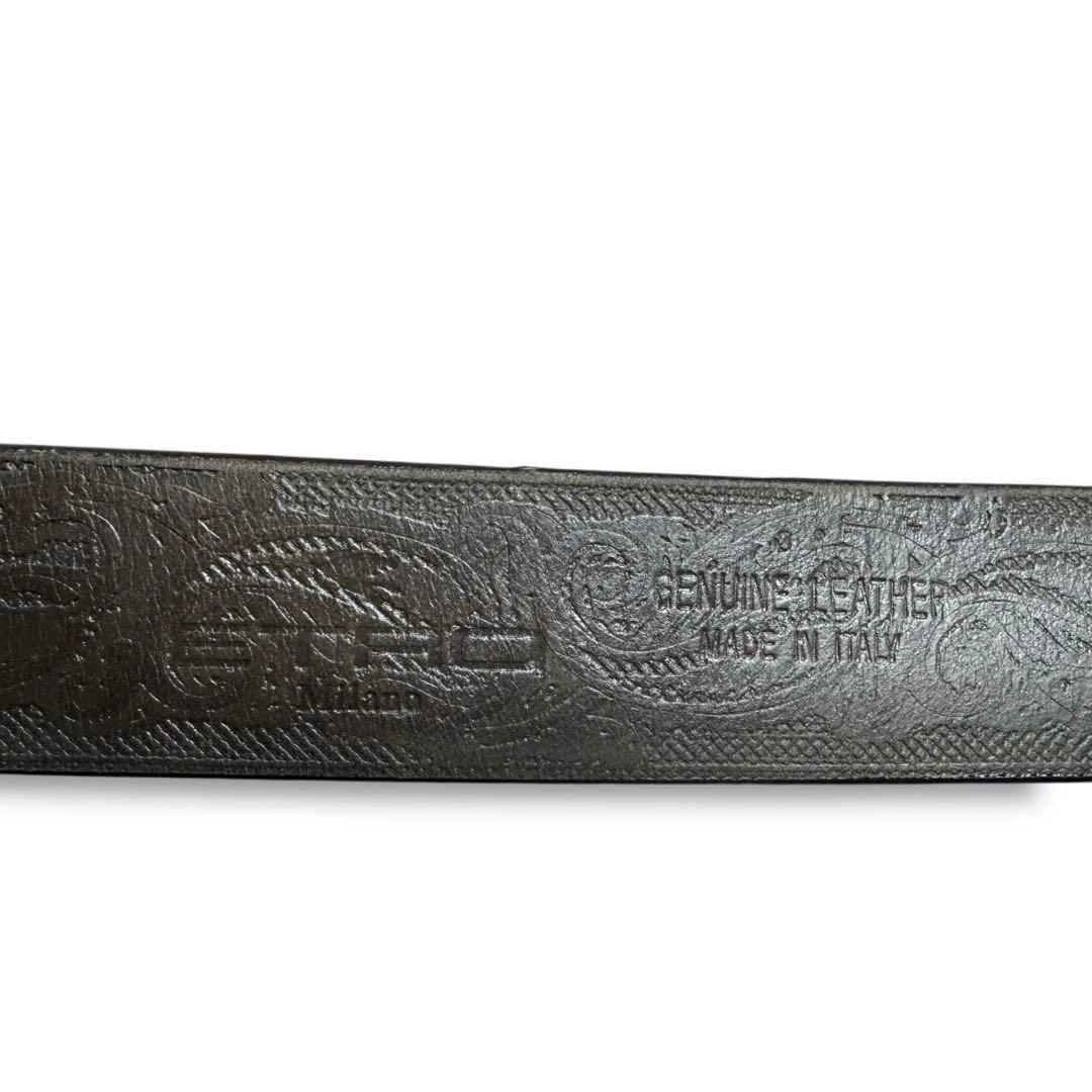イタリア製 ETRO カービングベルト レザーベルト ブラウン ペイズリー