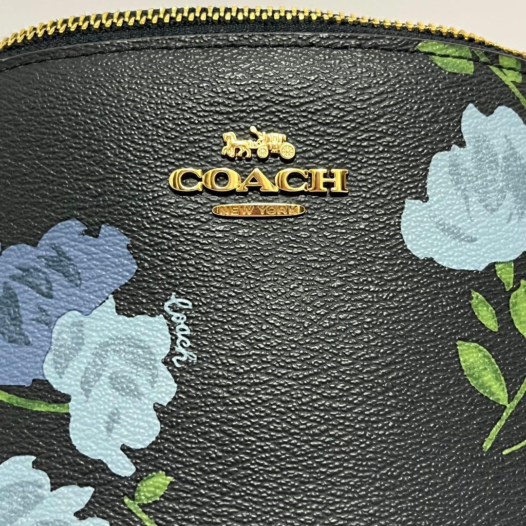 希少✨極美品✨コーチ　ボディバッグ　ウエスト　フローラル　花柄　レザー　濃紺