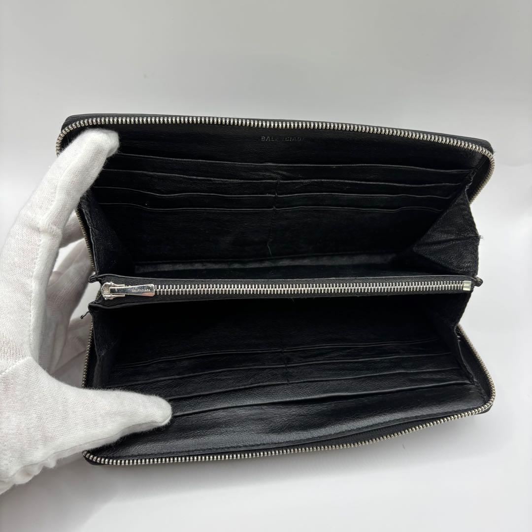 BALENCIAGA 長財布　ラウンドジップ　ブラック　BB モノグラム　財布