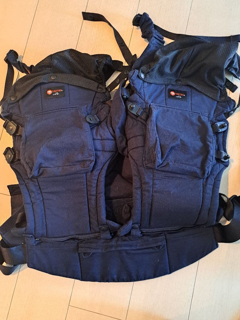 <美品>napnap 双子用抱っこ紐 ネイビー