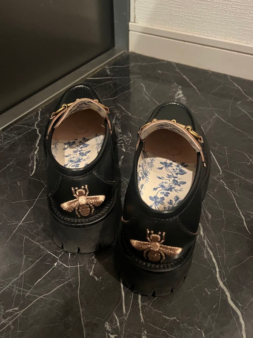 GUCCI厚底 ホースビットブラック レザー ローファー
