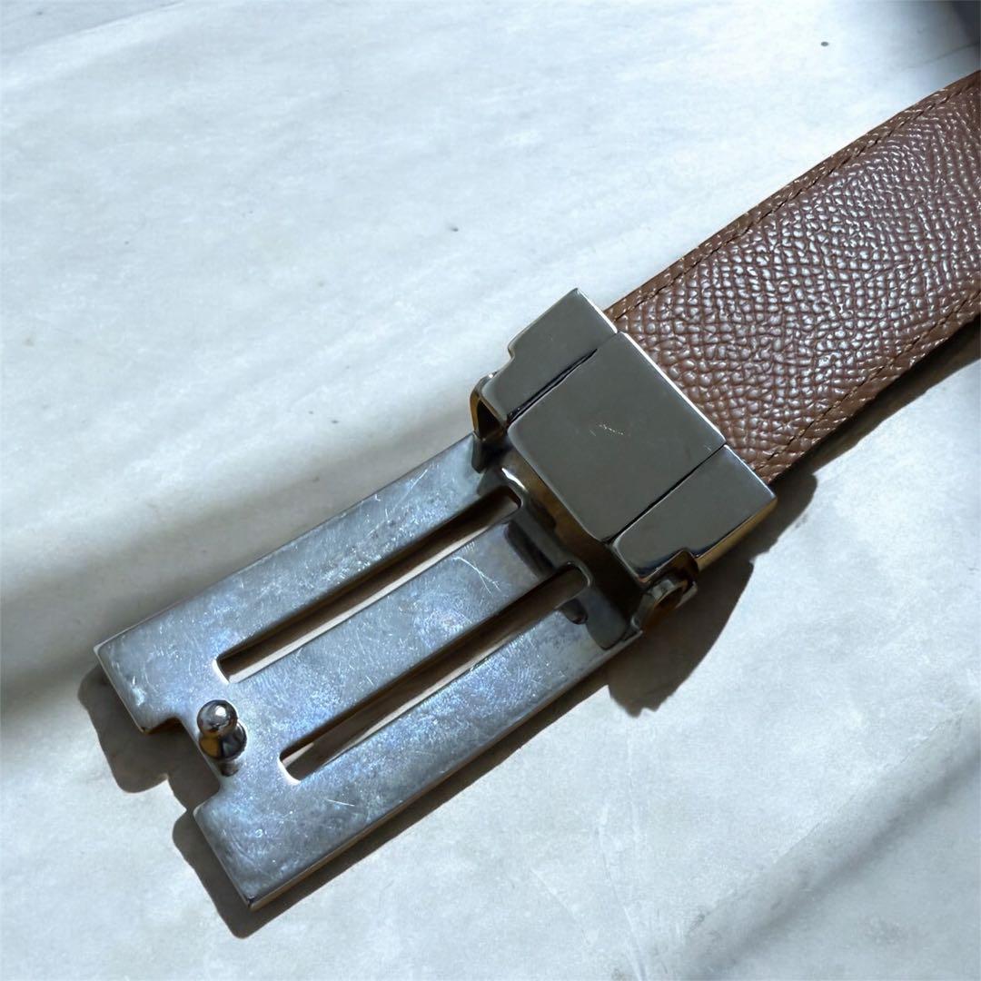 【ハイブランド】ブルガリ ベルト リバーシブル 黒 茶ロゴ金具 BVLGARI