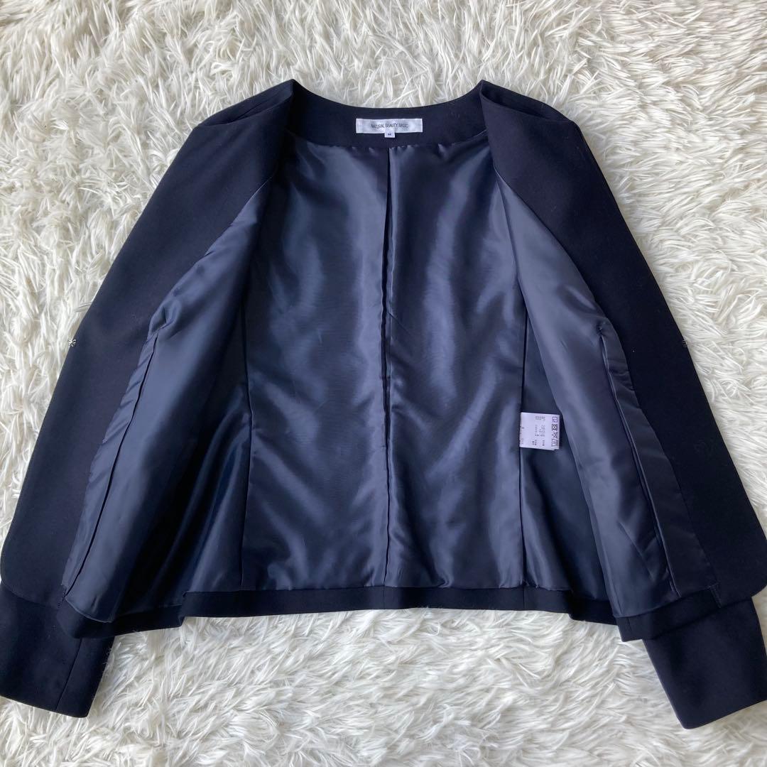 NATURAL BEAUTY BASIC ノーカラージャケット パンツスーツ M