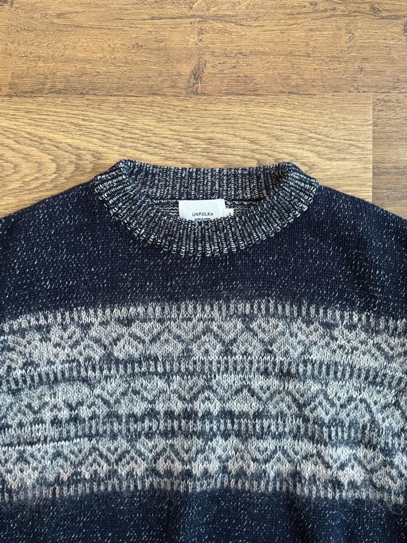 トップス UNFOLK Fair isle pattern jacquard knit