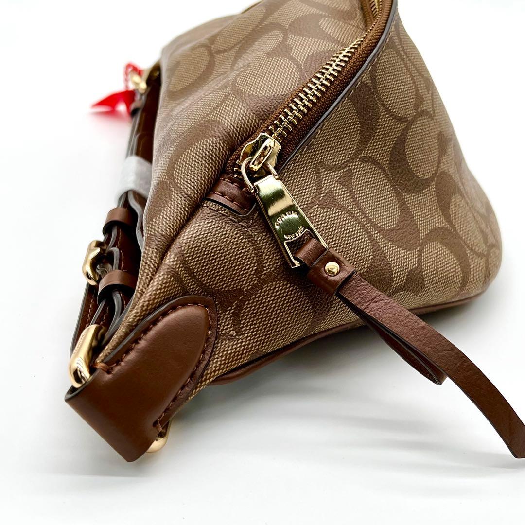 【極美品】COACH シグネチャー ウエストバッグ ボディバッグ レザー 茶色