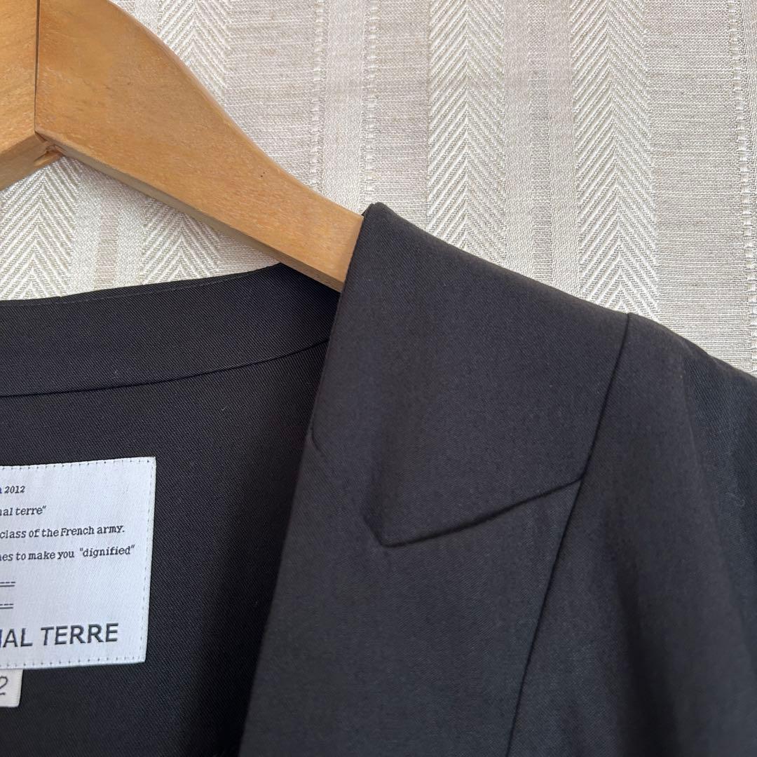MARECHAL TERRE 黒Vネックノーカラーパンツスーツ2
