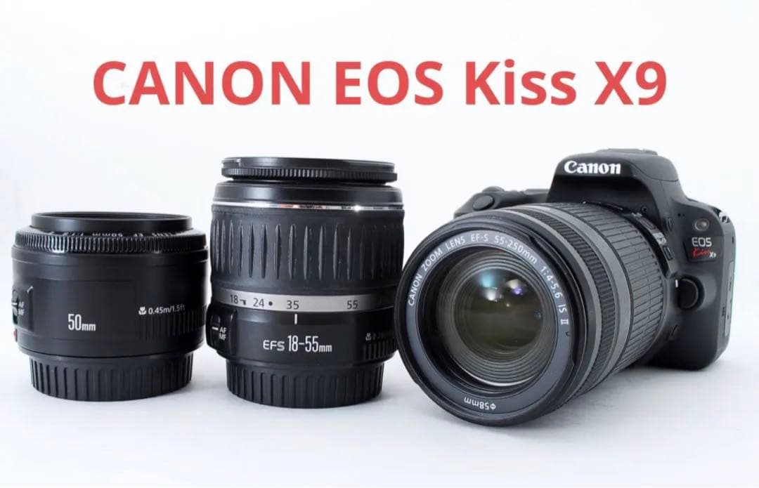 キャノン☆canon kiss x9 標準&望遠&単焦点トリプルレンズセット