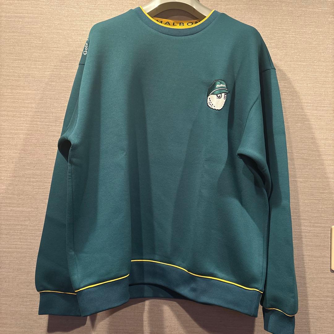 韓国　マルボンゴルフ刺繍セーター 緑　イエローラインあり。サイズ２XL