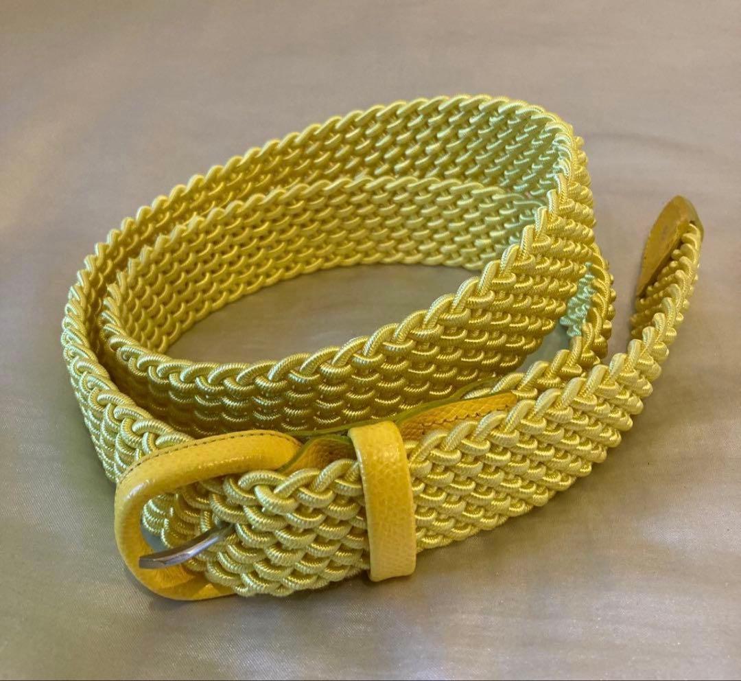 Q retailor made in italy mesh belt イエロー