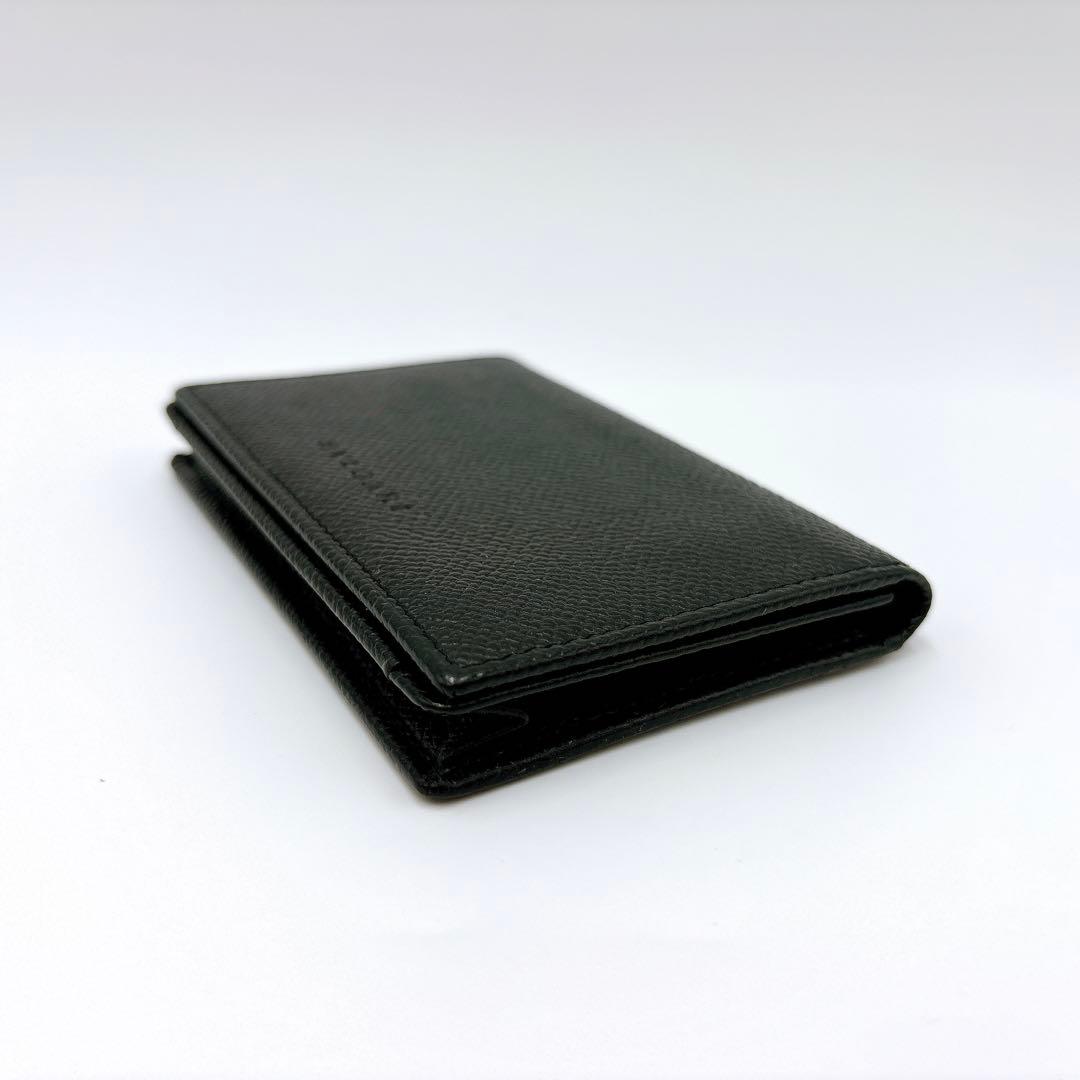 極美品 ＊ BVLGARI ブルガリ 型押しロゴ レザー 名刺入れ ブラック