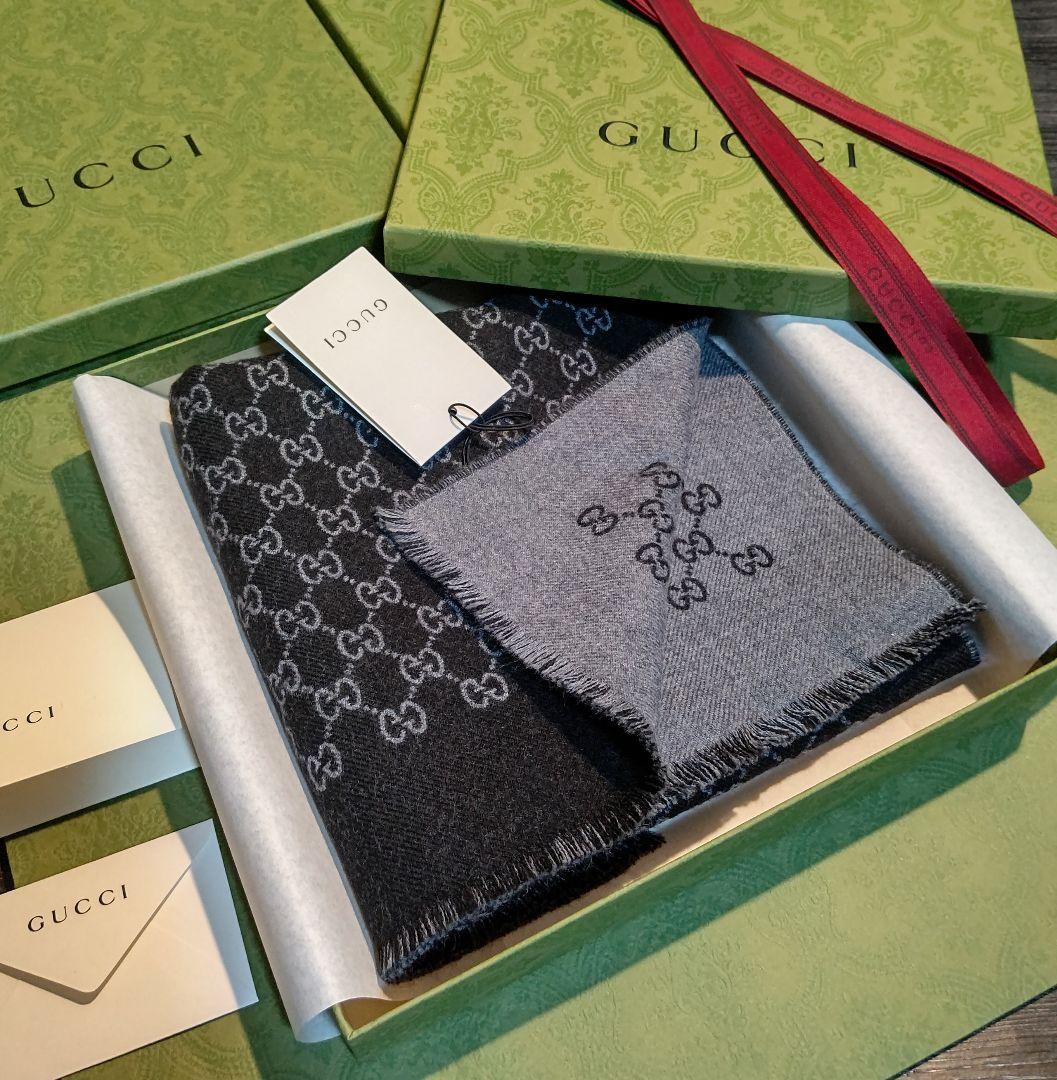 専用❤新品❤GUCCI マフラー ストール ショール スカーフ❤黒&グレー❤