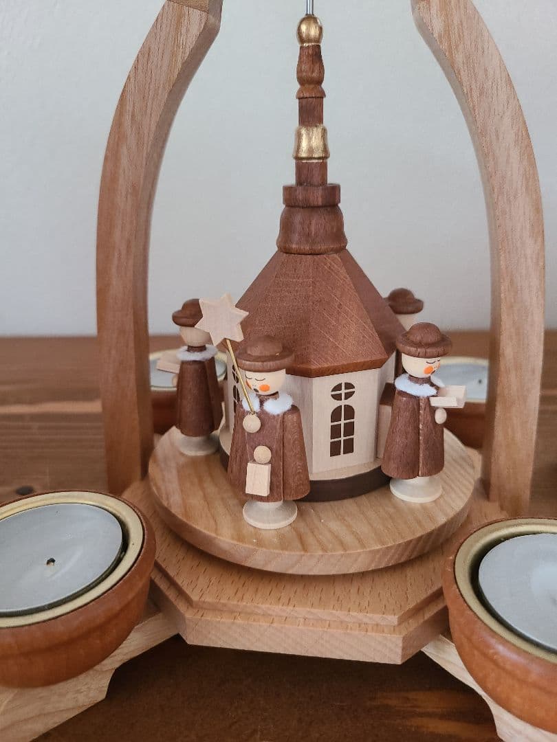 ドイツ・クリスマスピラミッド「ウィンドミル 聖夜の教会」