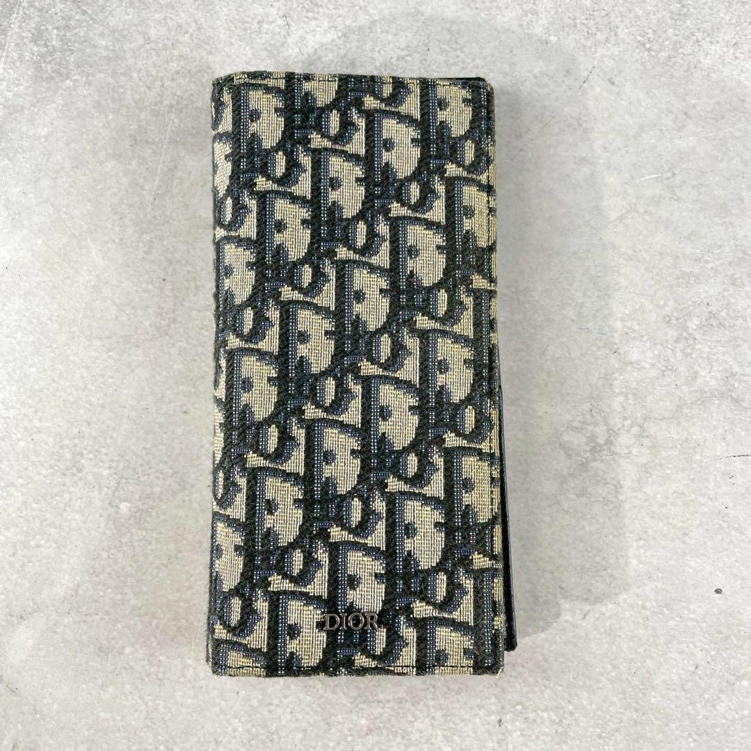 【美品】Dior バーティカルロングウォレット 長財布 ジャカード
