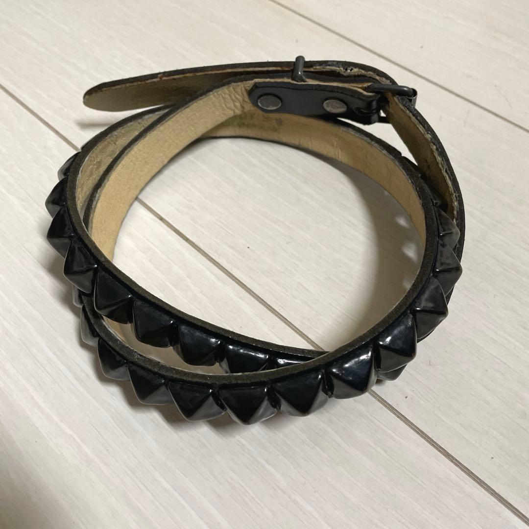 WENDY'S スタッズブラックレザーベルト