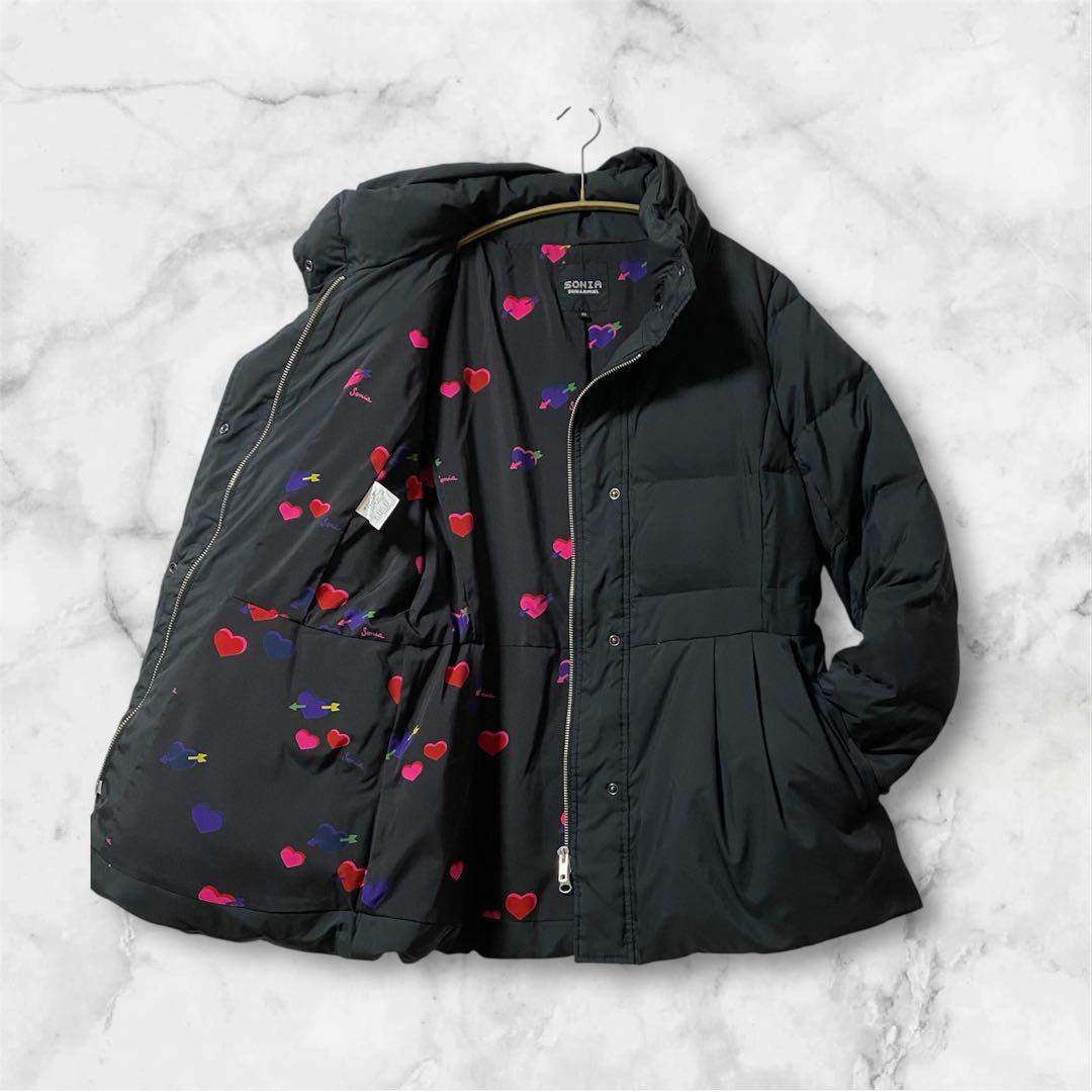 ソニアリキエル　ダウン80%ショートコート　ペプラム　リボン　大きめ　LL 黒