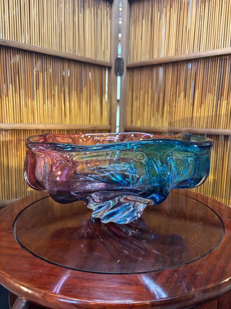 アートグラス　ガラス花瓶　お菓子入れ　アンティーク　昭和レトロ