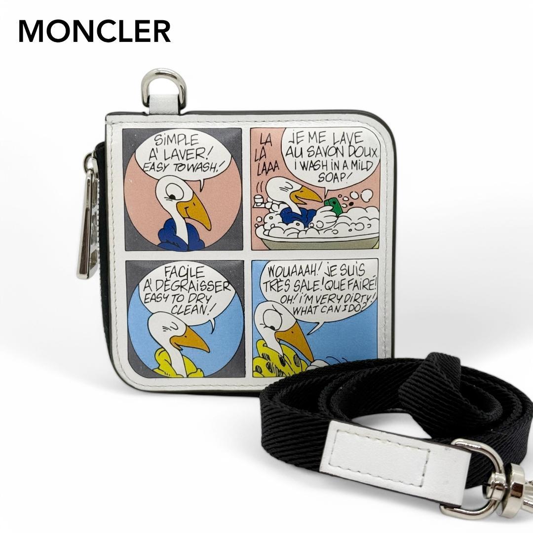 M4222 モンクレール レザー ケース ホワイト ストラップ付き