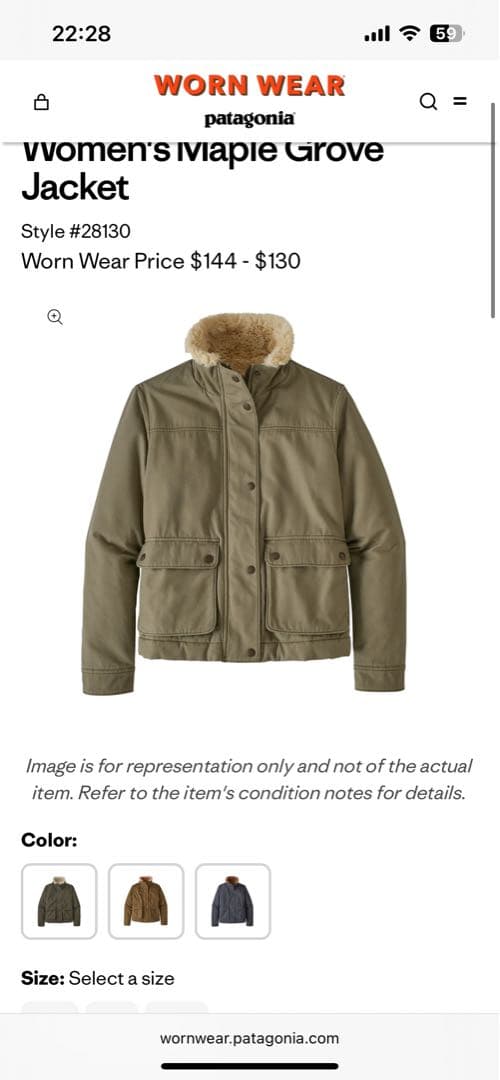 patagonia ミリタリージャケット Sサイズ オリーブ　レディース