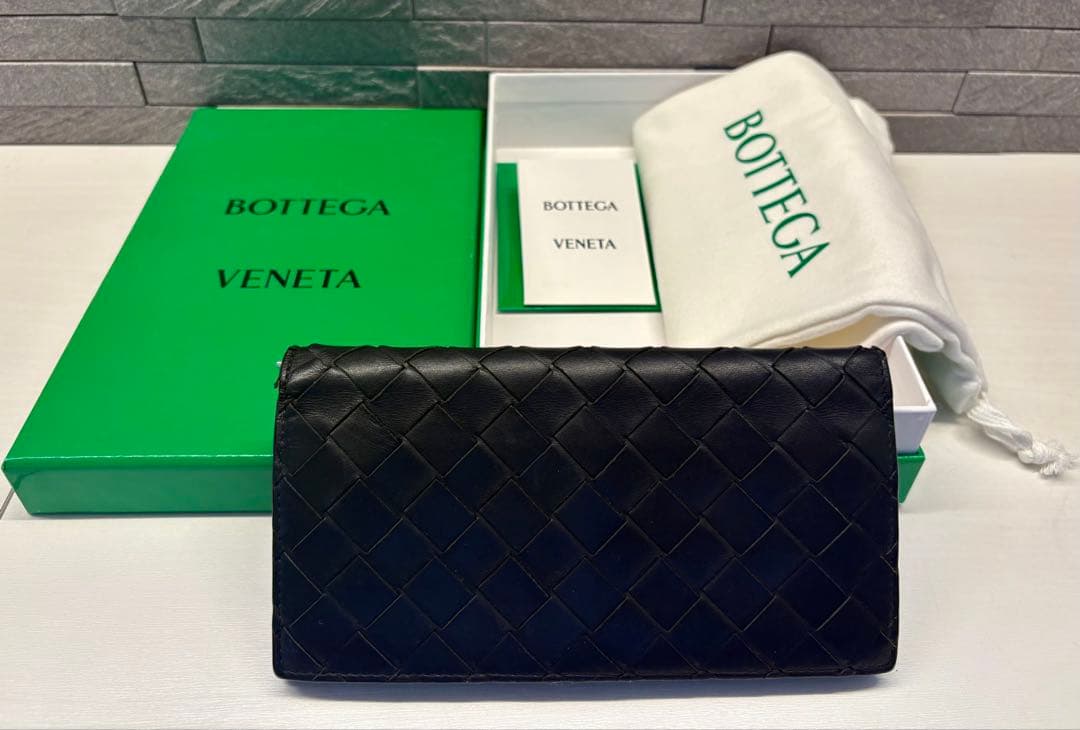 BOTTEGA VENETA バイカラー 長財布 ボッテガグリーン