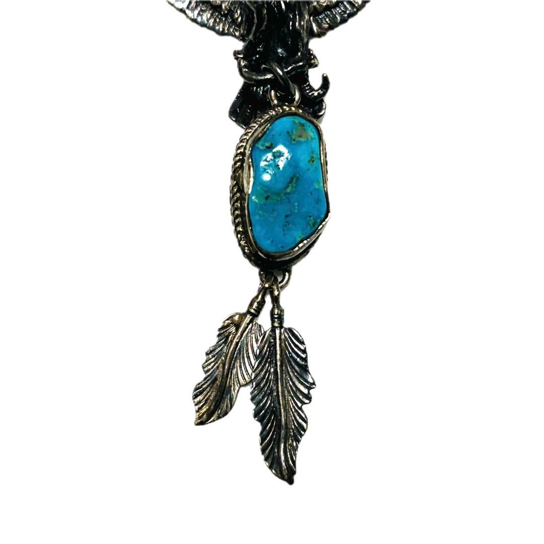 シルバー925 ネックレス　ペンダント　イーグル　スネーク　ターコイズ　フェザー