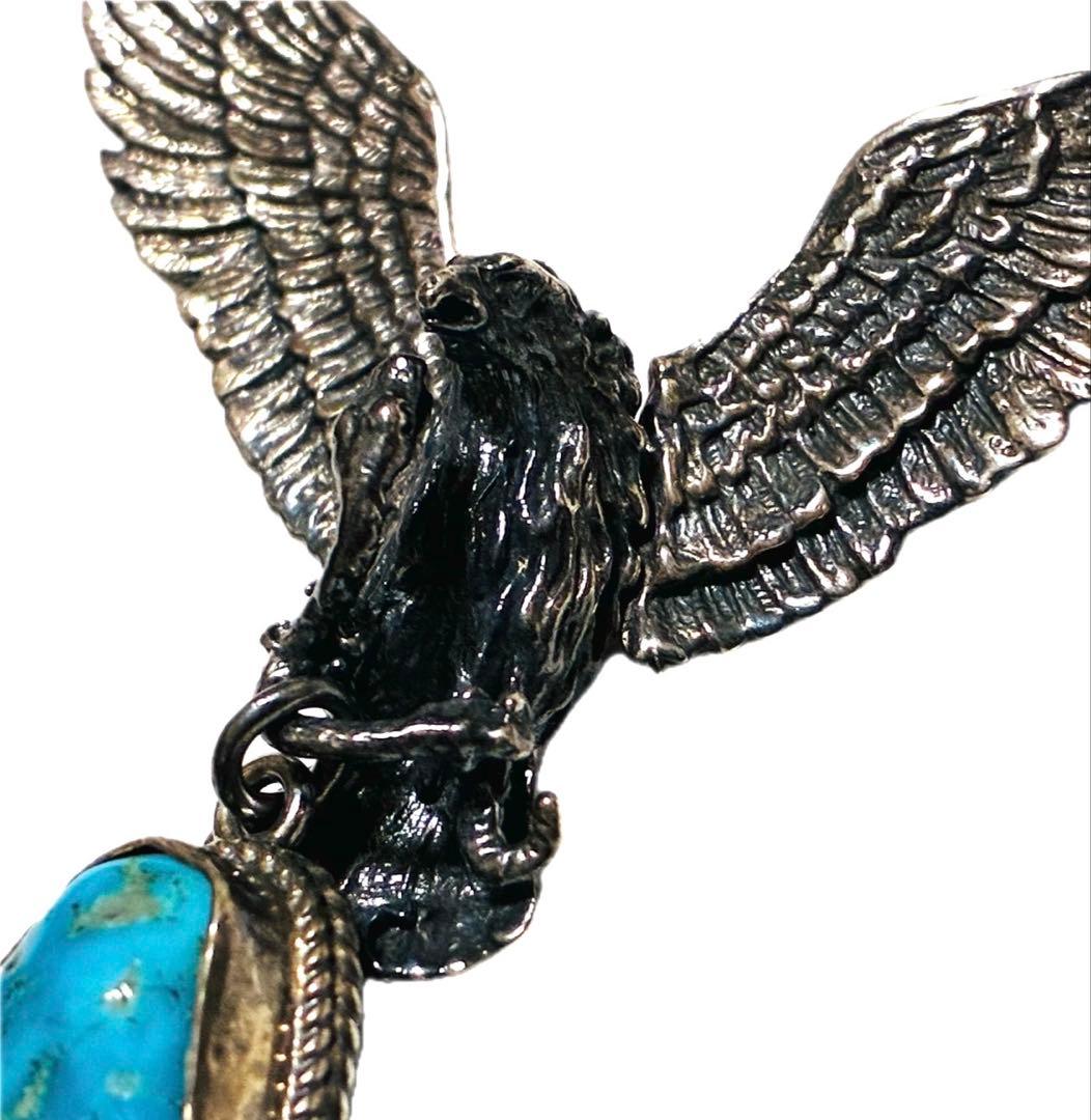 シルバー925 ネックレス　ペンダント　イーグル　スネーク　ターコイズ　フェザー