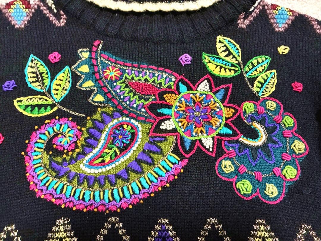 ◆FICCE(フィッチェ) ヨシユキコニシ ペイズリー柄 ハンドニット/美品◆