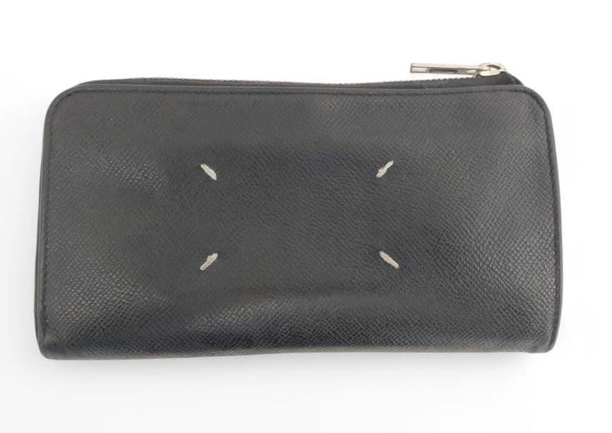 マルジェラ　長財布　ラウンド　ファスナー ステッチ　L字　ブラック　レザー