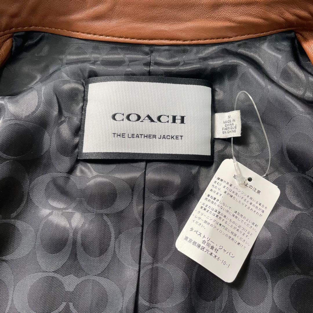 【未使用品】 COACH ラムレザー シグネチャー シングル ライダース M
