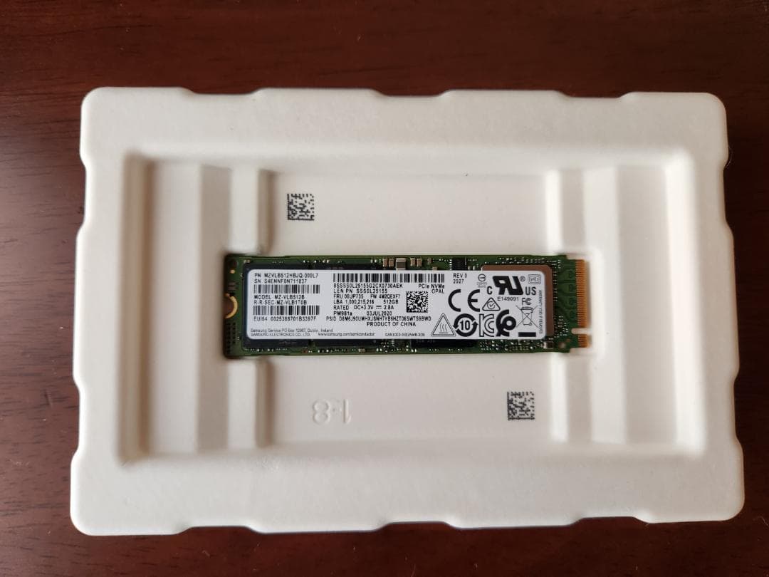 内蔵型SSD Samsung 512GB PCIe NVMe SSD
