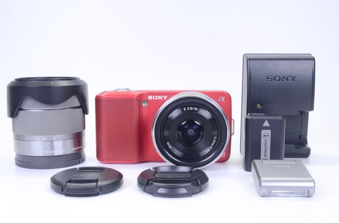 ショット数わずか2825枚｜SONY NEX-3 レッド ダブルレンズセット