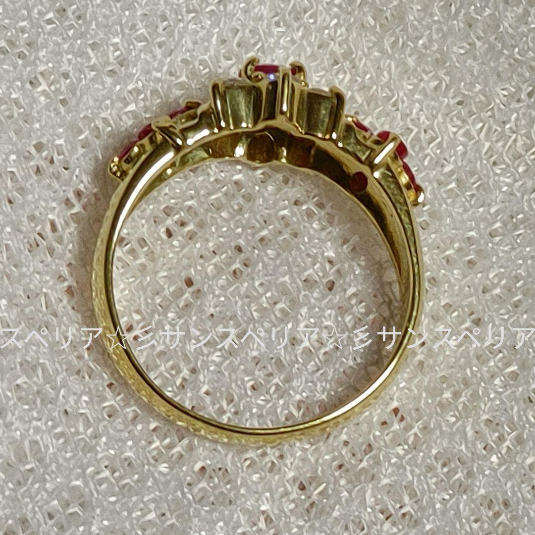 K18 ルビー0.70ct とダイヤモンド0.30ctのフラワーリング