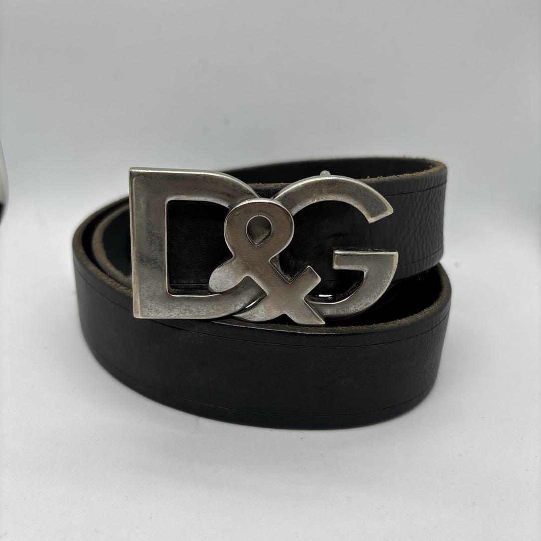 D＆G　ドルチェ＆ガッパーナ　レザーベルト　バックル　ロゴ　ブラック