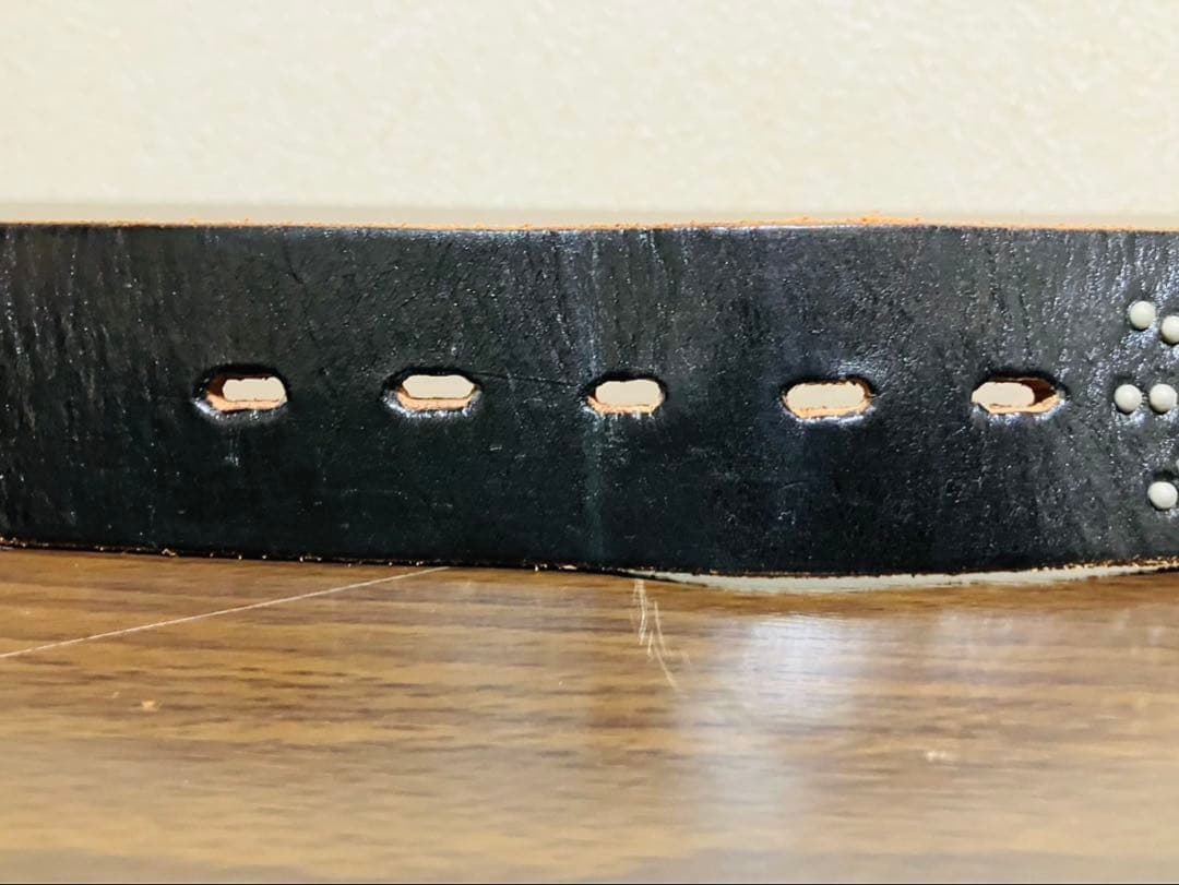 HTC レザーベルト　スタッズベルト　エンドオンリー　ブラック