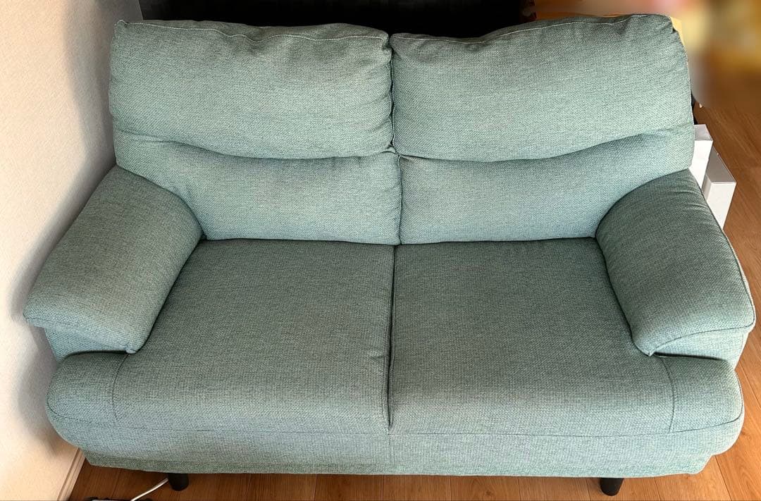 【出品5月中まで予定】ライトブルー 2人掛けソファ 禁煙ペットなし