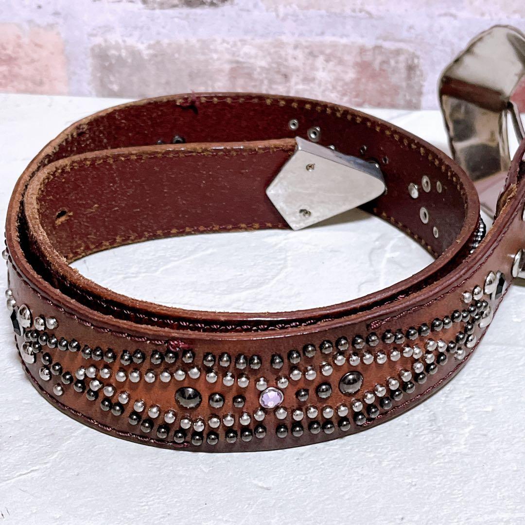 【TornadoMart トルネードマート】レザー ベルト M スタッズ Y2K