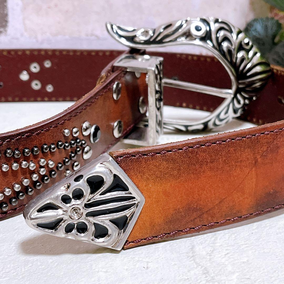 【TornadoMart トルネードマート】レザー ベルト M スタッズ Y2K