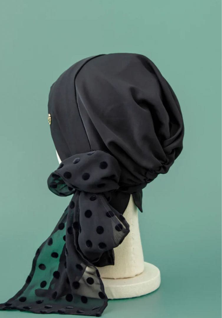 BAREN バレン スカーフハットDot Chiffon-Black Mサイズ