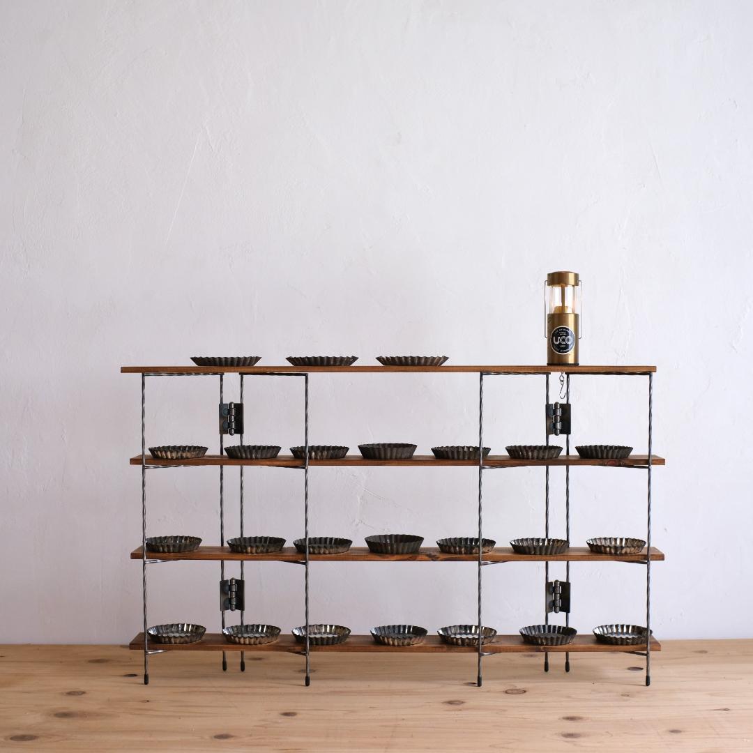 無骨なアイアン脚2点1セットH　板付きスリムシェルフイベント什器