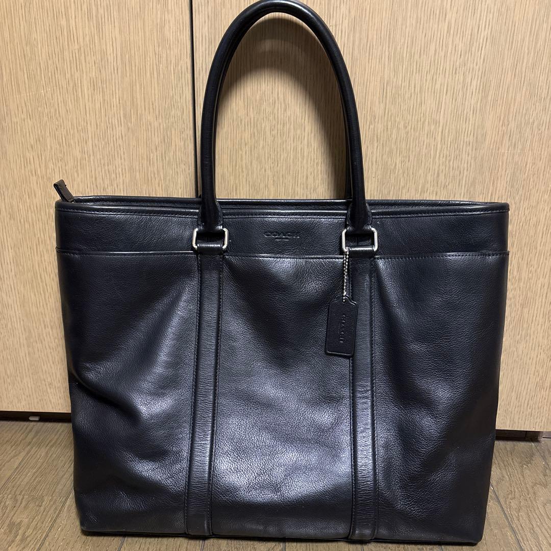 COACHメトロポリタン　ブラックレザービジネストートバッグ