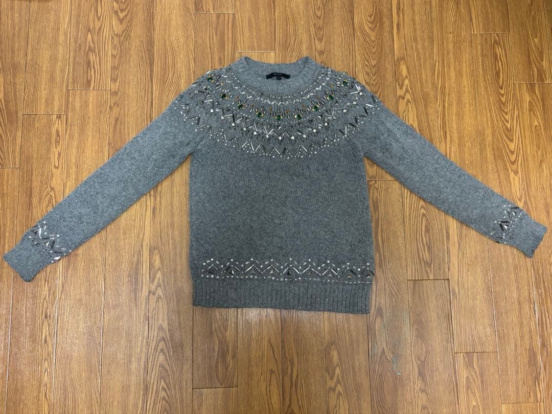 GUCCI グレー ビーズ装飾 セーター S
