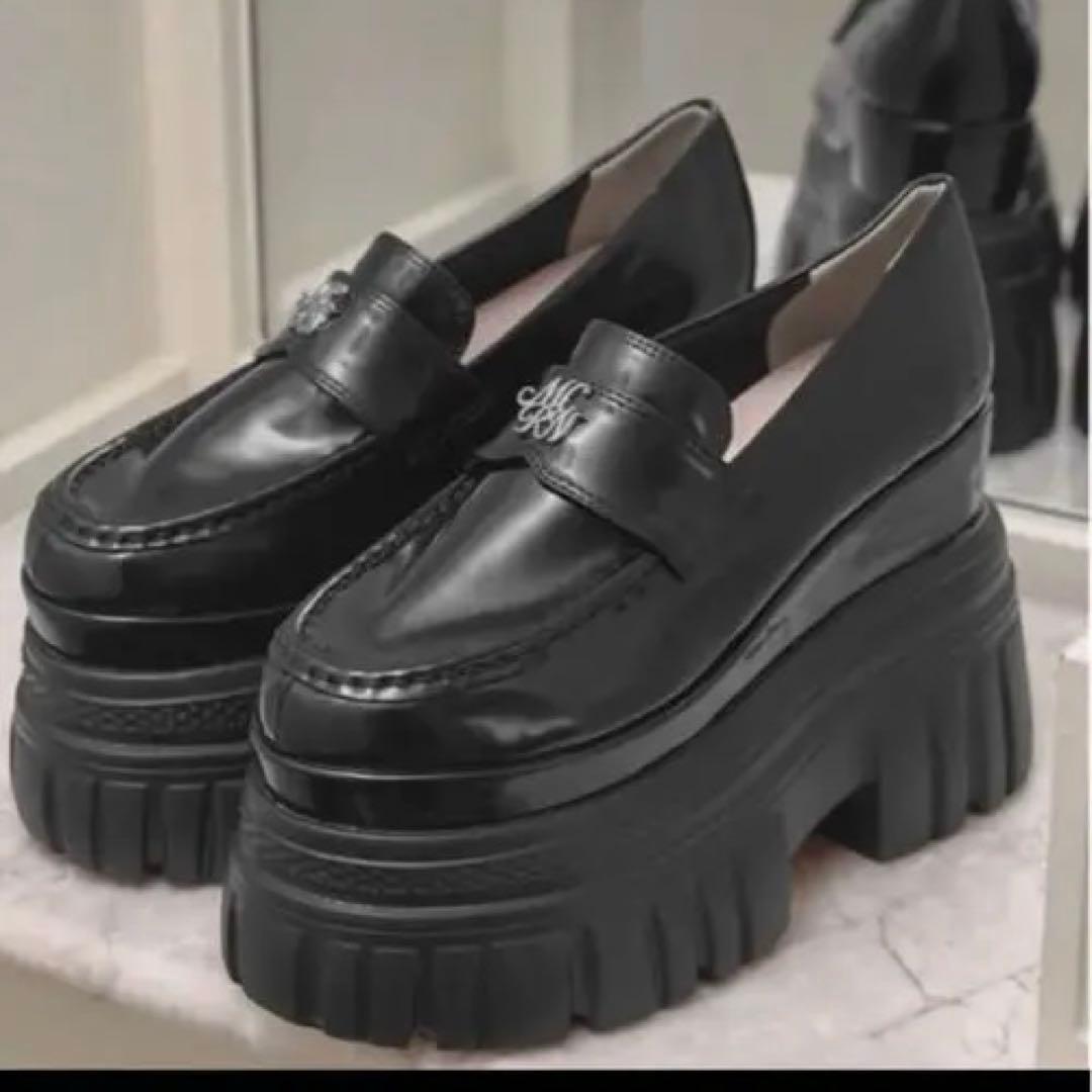 michellMacaron ミシェルマカロン ロゴ　厚底　ローファー ブラック