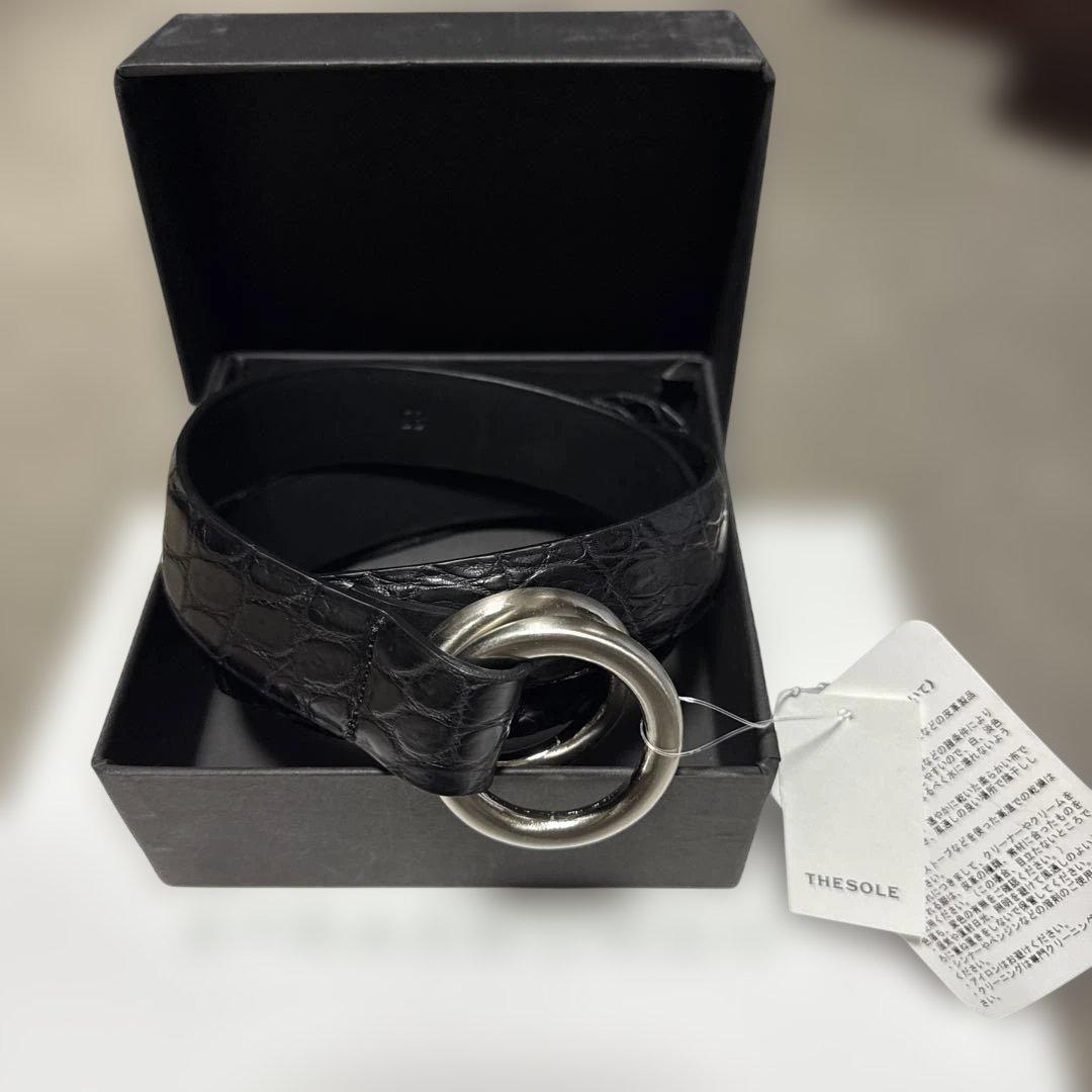 新品未使用　THESOLE Wリングベルト85 クロコダイルベルト　ブラック
