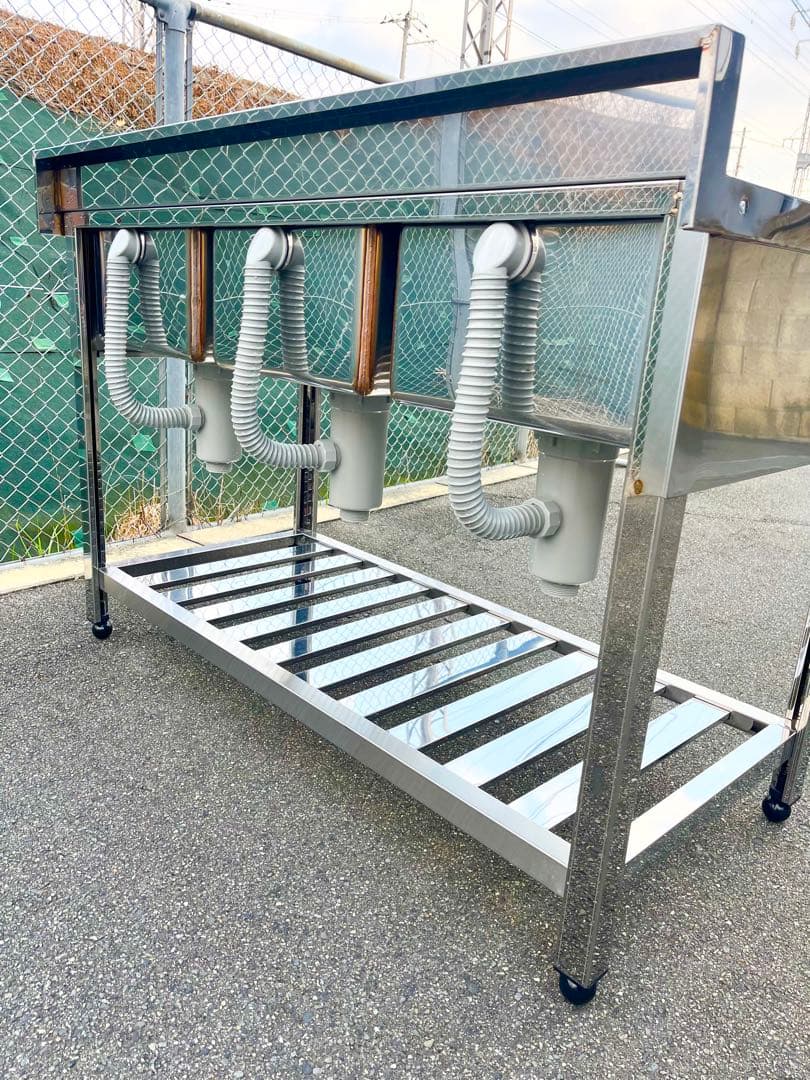 未使用 ステンレス3槽シンク 流し台 1200×600×800