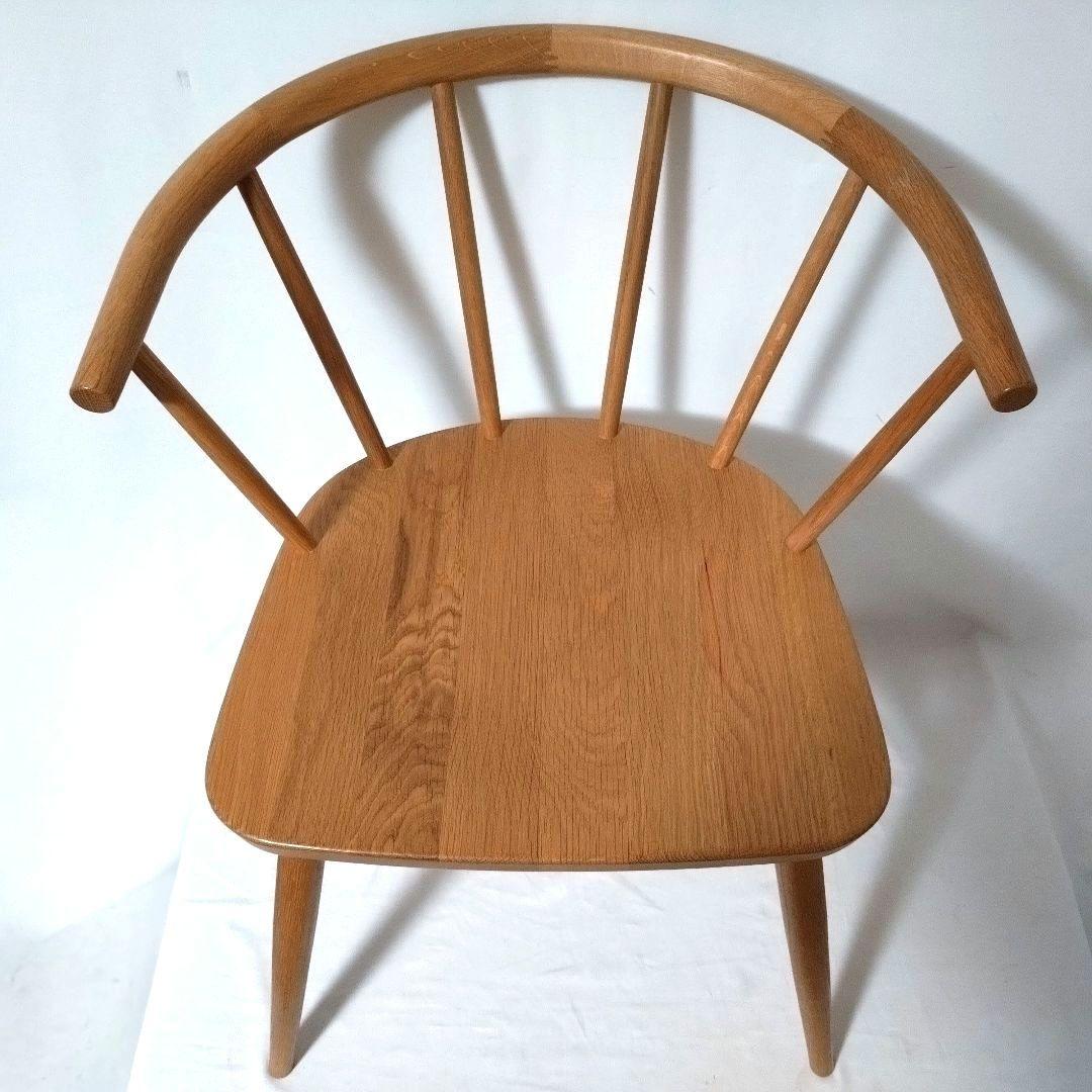 美品　無印良品　アームチェア ②　ダイニングチェア　オーク材　丸脚　送料無料
