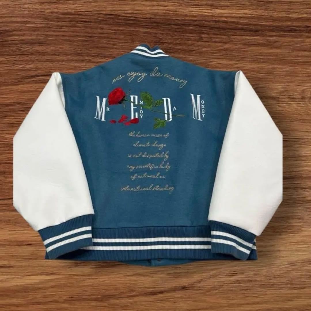 【未使用】MEDM ローズ　スタジャンジャケット　ブルー×ホワイト