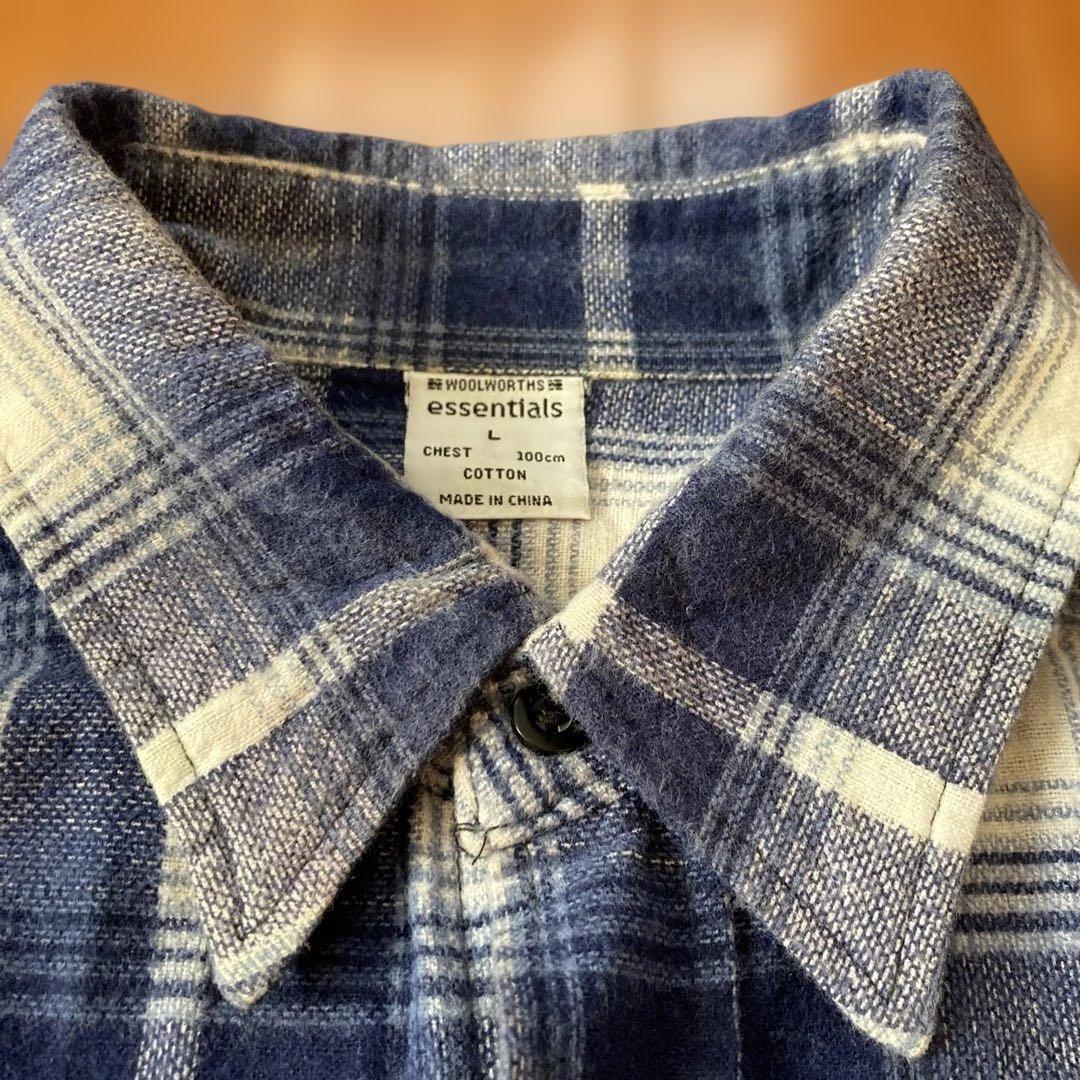 90's essentials プリントネルシャツ　L シャドーチェック