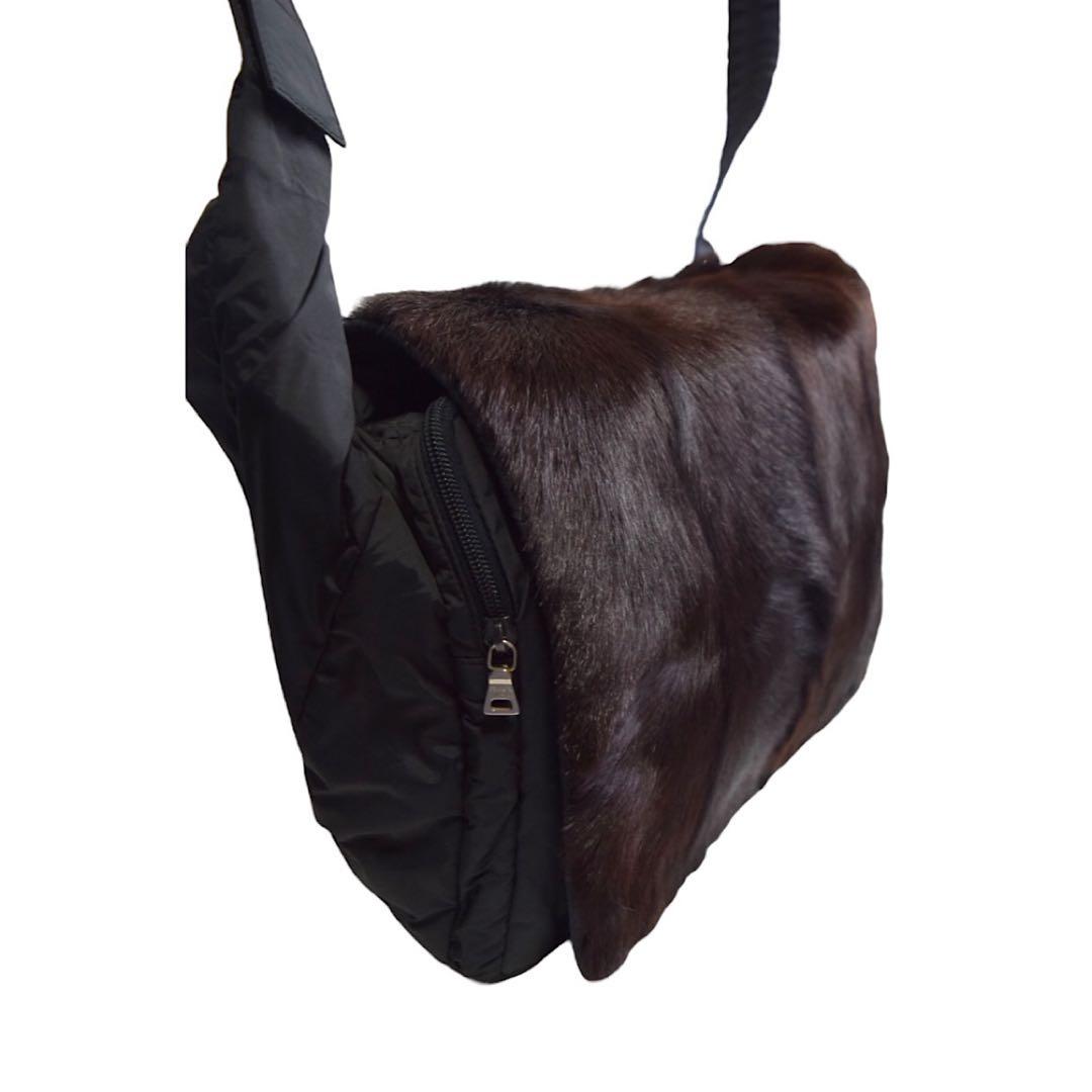 バッグ PRADA SPORT 99AW Fur Nylon Shoulder Bag