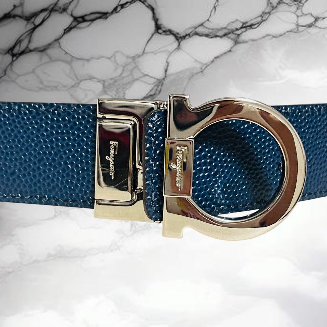 【サルバトーレフェラガモ】美品リバーシブル ガンチーニ ドレス ビジネス 茶×紺