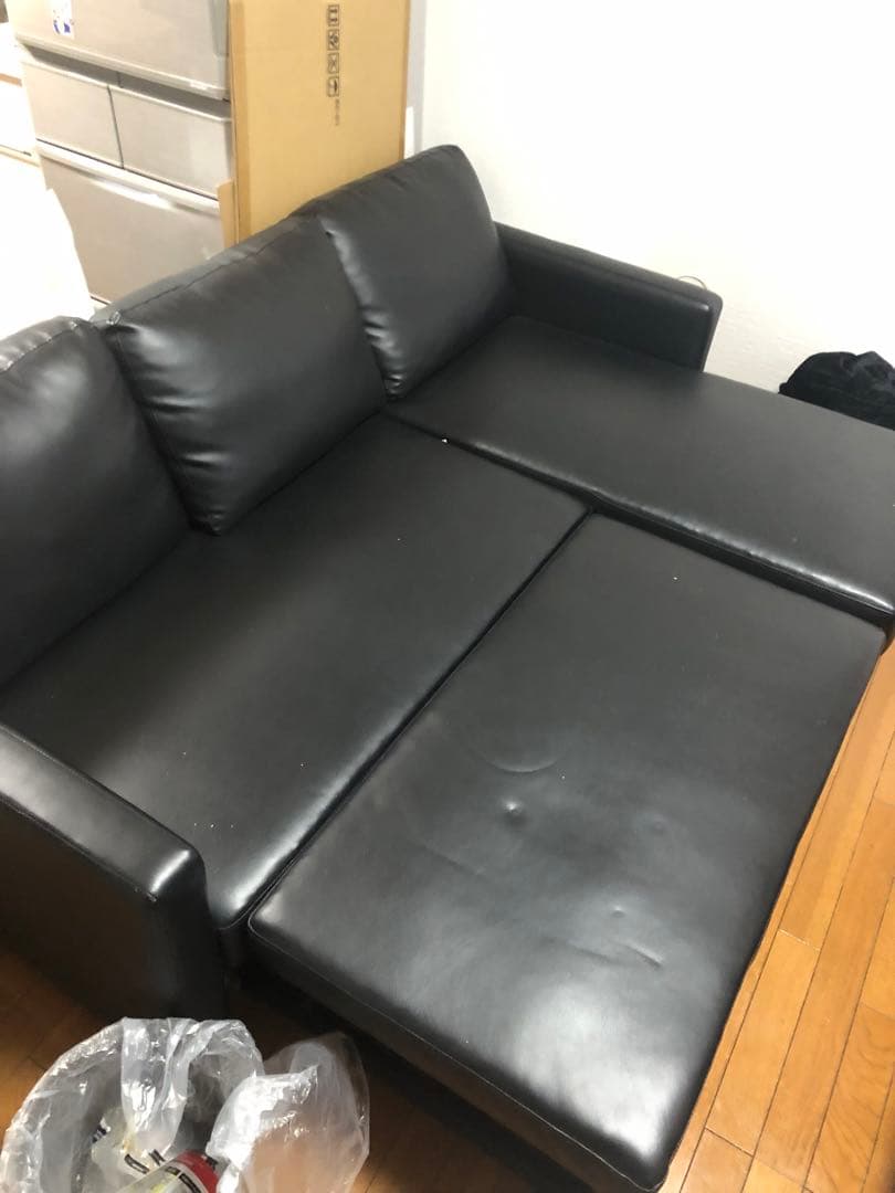 【手渡し可能】コーナーソファ 収納付き 幅185cm 黒