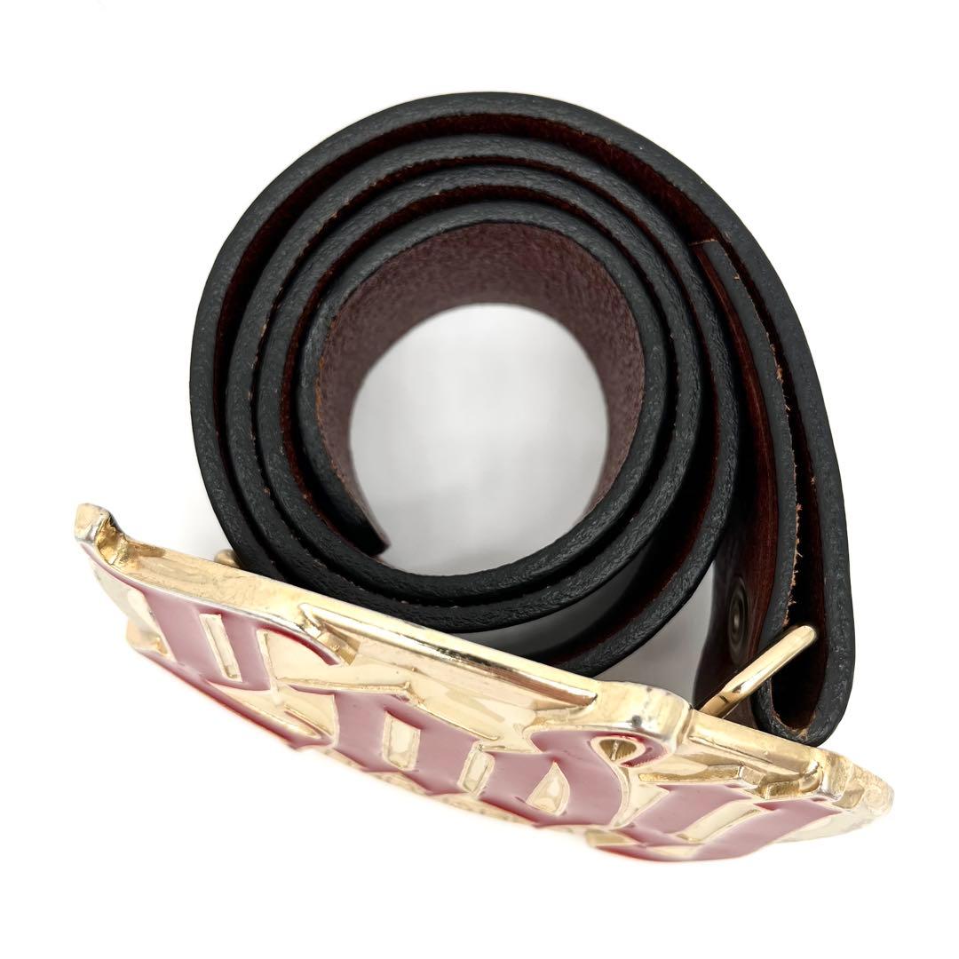 【美品】Dsquared2 Ladyロゴ レザーベルト　ブラウン